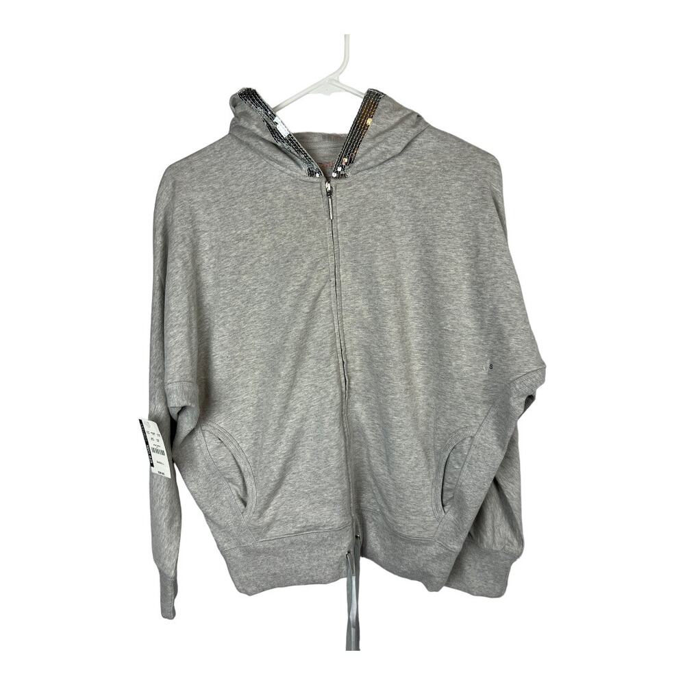 NWT New York & Co Small full zip hoodie jacket sweatshirt Gray lounge athletic